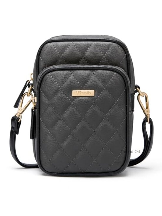 Handbags - Small Vegan Leather Crossbody Phone Bag Quilted Wallet Card Slots